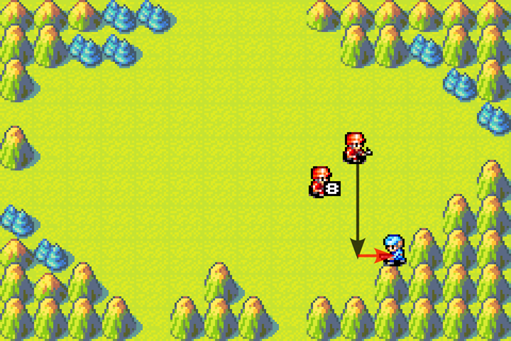 Undamaged infantry moves into attack position against the last Blue Moon unit