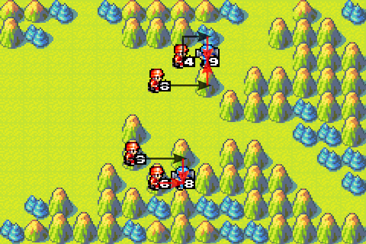 Day 2 cleanup — Orange Star infantry attacking Olaf’s weakened mechs on different terrain