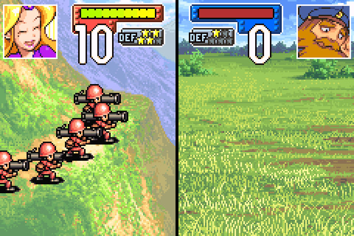 Mech destroys the first trapped tank from mountain terrain, demonstrating mech vs. tank viability with terrain advantage