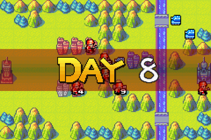 Day 8 map — repeating the bait trap pattern for the third and final tank