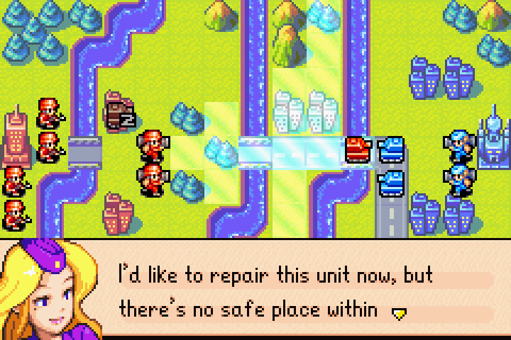 The second damaged unit shown with limited movement — cannot reach a city this turn