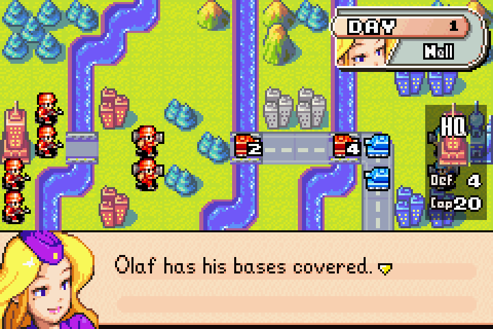 Nell reporting that almost all Orange Star units heading to the Lost Fortress have been eliminated by Olaf