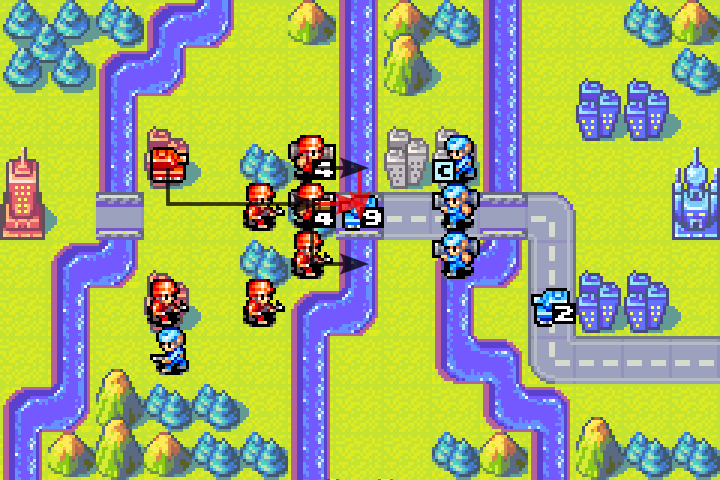 Mech stepping out of the way to open a clear attack path for the fully repaired tank