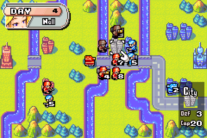 Olaf’s 5 HP mech on the city eliminated by the combined mech and infantry attack