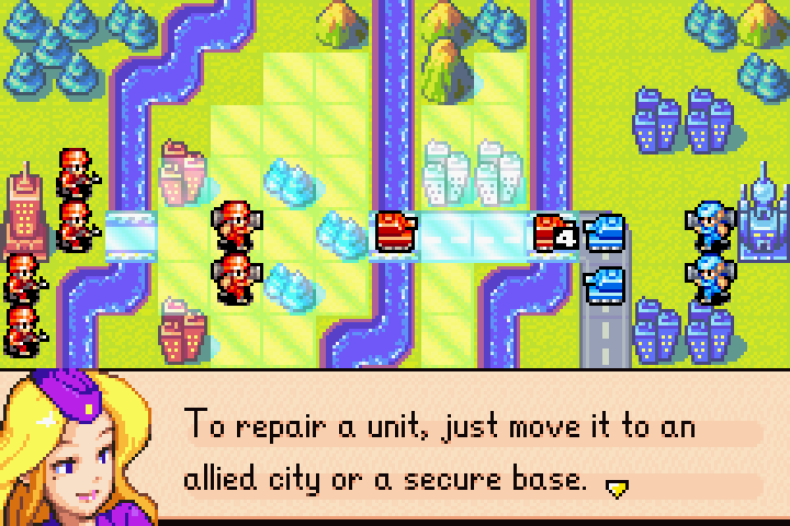 Selecting the damaged tank to move it back toward an allied city