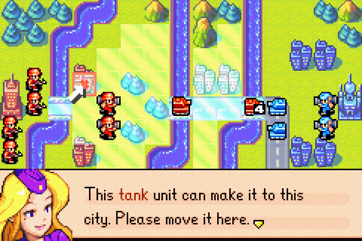 Damaged tank placed on a city tile to begin recovering HP