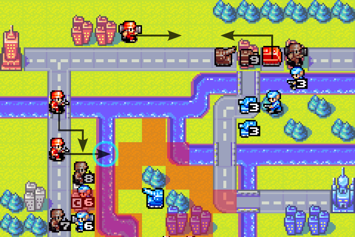 Third infantry diverted to safe tile out of artillery range — positioned to attack next turn