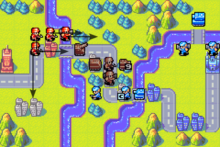APC loading infantry and dropping it closer to the frontline — every tile counts