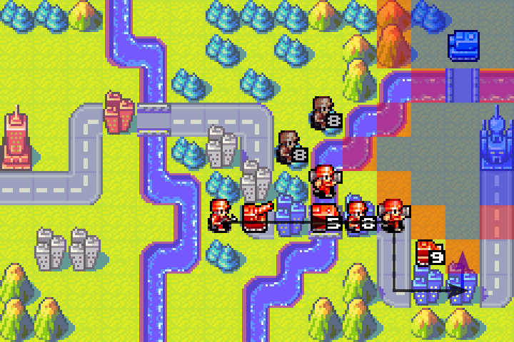 Full-HP infantry placed on the plain as bait — chosen for maximum survival rate against the medium tank
