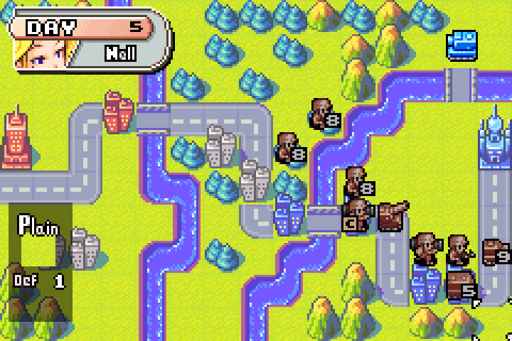 End of Day 5 — medium tank trap fully set; artillery, mechs, and tank all in range of the bait infantry