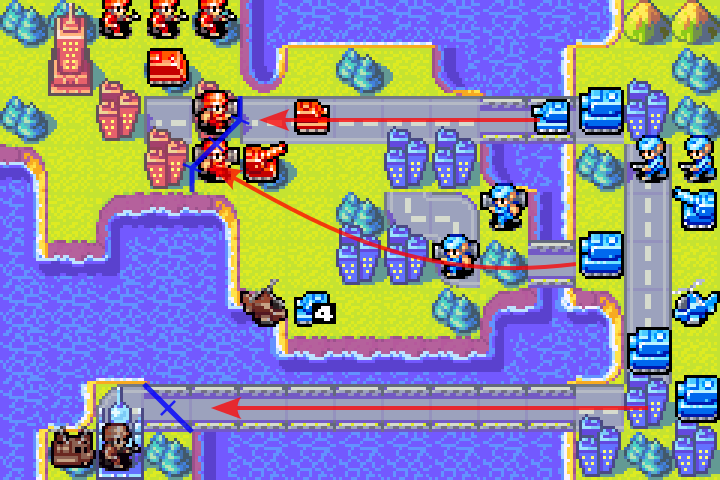 Overview map showing the infantry already landed near Olaf’s HQ and the defensive choke point to hold
